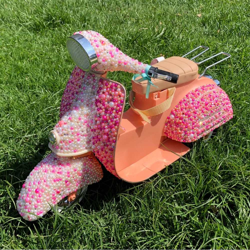 Bedazzled Pink (American Girl or Our Generation Doll) Scooter & Helmet - Picture 4 of 9